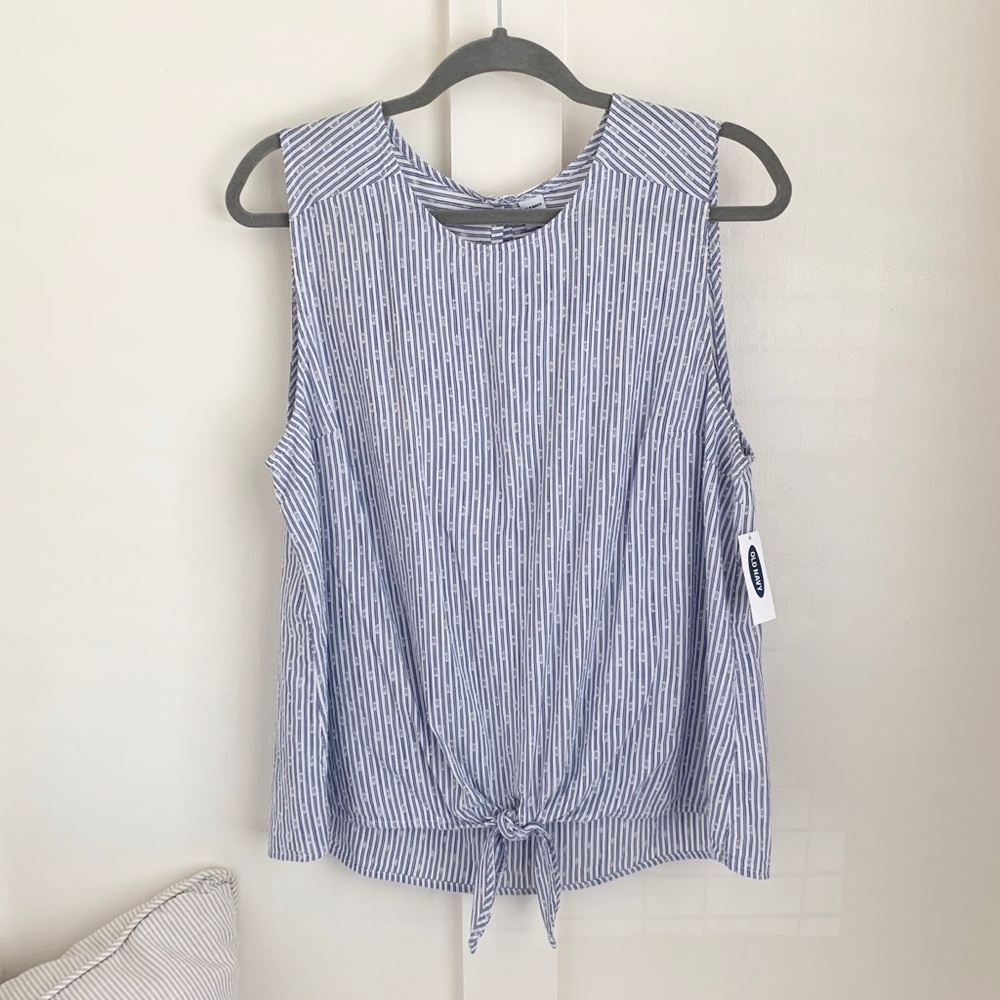 NWT Old Navy Blue/White Striped Knot Top size L